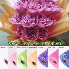15m Long Snow Drop Mesh Flower Wrapping Ribbons Roll Florist Bouquet Party Adorn
