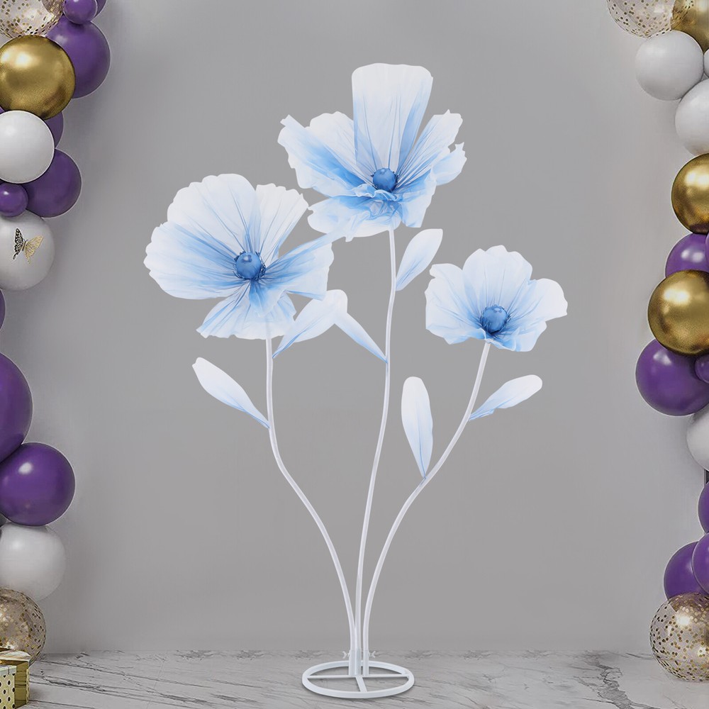 3-Head Wedding Artificial Flower Gradient Blue Wedding Decor Artificial Flower
