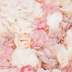 1 × 1 m Silk Rose Flower Wall Panel – White Pink Champagne Backdrop For Wedding