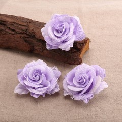 CraftbuddyUS 10 x 75mm 3D Vintage Lace & Fabric Rose Flowers for Wedding Decorat