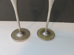 Wedding Toasting Flutes Champagne Glasses Silver Stems with Rhinestones