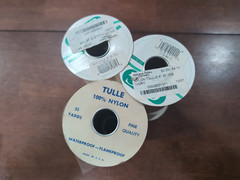 (Lot of 3) Nylon Tulle Shear Fabric (6″x25yd) 2 Ivory 1 Off White Approx 75yd