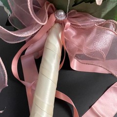 Wedding toss bouquet Cream and pink, dusty rose, peach bouquet with roses