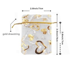 QIANHAILIZZ 100 Pack 2.8 x 3.5 Inch Flower Heart Organza Jewelry Gift Pouch C…