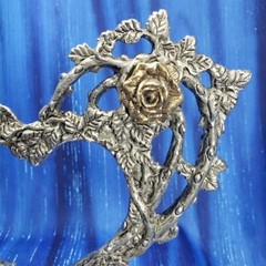 Rose Heart Wedding Cake Topper Pewter Figurine Fellowship Foundry US Made *NEW*