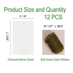 12 PCS Place Cards Table Setting 3.54″x1.96″ Name Tags With Ribbon Olive Green