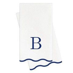 Stxy’s Monogram B Napkins (Bleed-Free Ink) Scalloped Navy Blue Letter, 40ct |…
