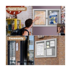 Mifuro 48″x30″ Enclosed Bulletin Board, Outdoor Lockable Weather-Resistant Al…