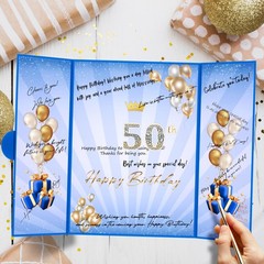 Blue 1st-99th Happy Birthday Party Decorations 18″x12″ Birthday Guest Book fo…