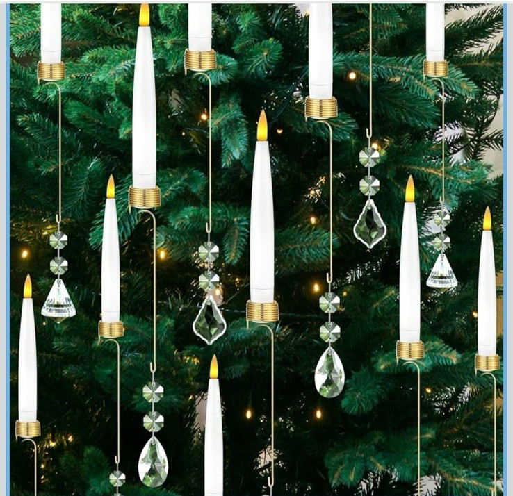 Sets Flameless Tree Candles with Hook Remote Timer 12 Crystal Wedding Christmas