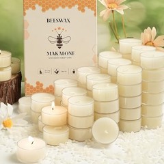 Pcs Beeswax Tea Light Candles-4 Hour Burn Time,100% Pure Natural 36 White