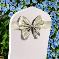 10PCS Chair Cover Bow Slider Sashes Wedding Birthday Party Cocktail Hotel Decor