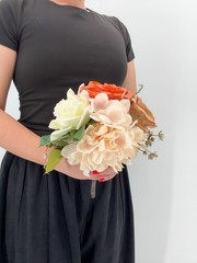 Coral & Peach Rose Bridal Bouquet, Silk Wedding Flowers, Burnt Orange, Wedding