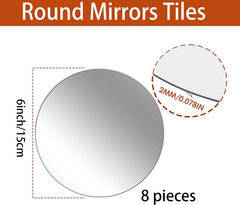 8 Pack 6″ Small round Mirror Centerpieces for Tables Decorations, 2MM Acrylic Ci