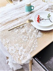 BOXAN 60×120 Inch Gorgeous White Lace 120″ x 60″ (Rectangular),