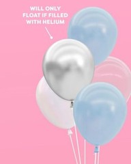 Blue, Pearl White, Clear, Silver, Latex Balloons – 25 pk, 12″ | Cloud Nine