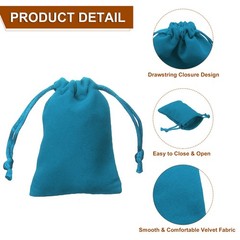 20pcs Velvet Gift Bags 2″ x 2.8″ Drawstring Jewelry Pouches Lake Blue