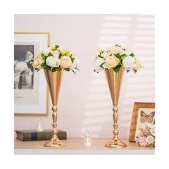 Gold Vase Centerpiece Table Decorations – 10 Pcs Metal Tabletop Flower Stand,…