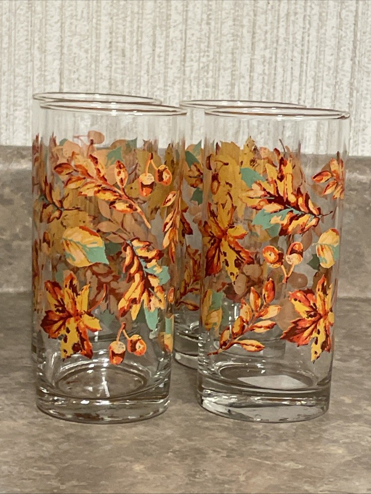 Royal Norfolk Libbey Fall Autumn Leaves 16oz Glasses – Set of 4