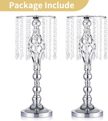 2 Pcs Silver Wedding Centerpieces Flower Stand, 21.7In/55Cm Height Wedding Road