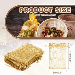 50Pcs Organza Bags 3.1×4.3 Inch Candy Bags Mesh Bag Jewelry Bag Gold
