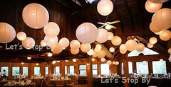 White Round Paper Lanterns 8″ 10″ 12″ 16″ Wedding + LED Decor Colors Party Light