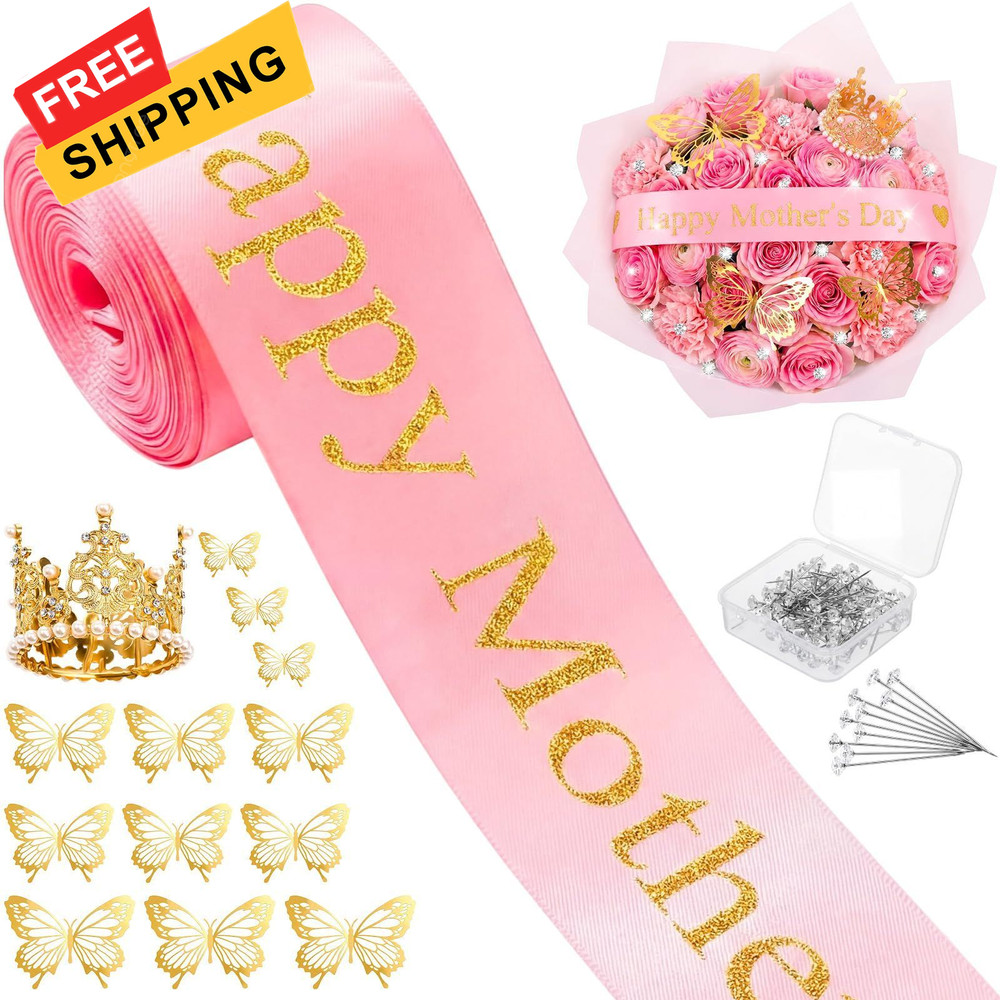 Zeyune 114 Pcs Flower Bouquet 2 inches x 180 inches, Happy Mother’s Day