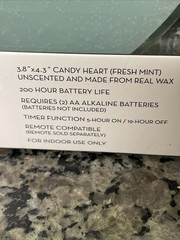 Candy Heart Kiss Me Candle- Flameless Real-Flame Romantic Battery Fresh Mint