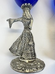 King Arthur & Guinnevere Wedding Pewter /Colbalt Blue Toasting Glasses (set) 2