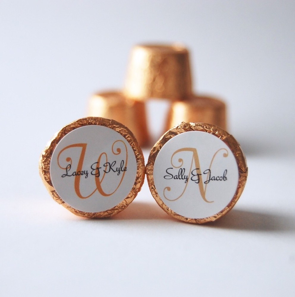 120 Personalized Wedding Favor Labels Stickers Monogram New Size! (.75″) GLOSSY!