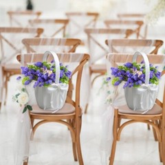 Party Decoration Basket Special Occasion Basket Charm White Satins Flower Basket