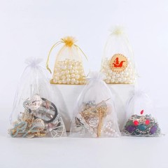 100pcs Organza Bags-White 3.94»x4.72» inch (10x12cm) Satin Drawstring Organza