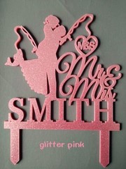 Personalized Fishing Wedding Cake Toppers Bride and Groom Custom Last Name