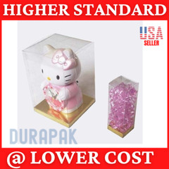 24 PCS 4x4x4-1/2″ Party Wedding Favor Tuck Top Clear PVC Box W/ Gold Card Bottom