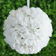 4 White Hydrangea 7″ wide Kissing Balls Wedding Party Bouquets Centerpieces