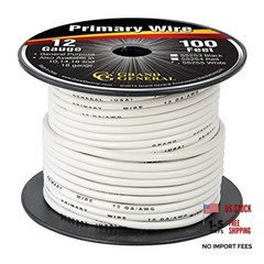 Grand General 55255 Primary Wire 100ft Roll with Spool (for 100 feet White