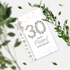 30 Year Anniversary Card for Wife Husband, Pearl Wedding Anniversary Card for…