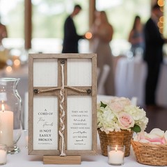 A Cord of Three Strands Wedding Ceremony Sign Elegant Trinity Braid Cross for…