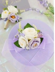 Ansofi Purple Wrist Corsage and Boutonniere Set for Groom Bride Groomsmen Brides