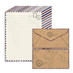 90 Pack Airmail Stationery Paper Set, Vintage 6.9 x 9.25 inches, Off White