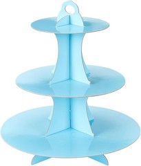 Sturdy 3-Tier Dessert Display Stand in Light Blue for Events, Holds 16 Cupcakes