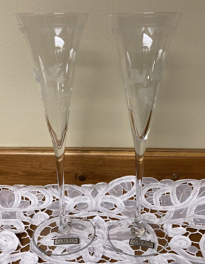 New Colony Forever Toasting Flutes Goblets Crystal Champagne Wedding