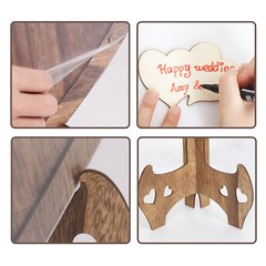 Rustic Wooden 3D Wedding Guest Book Transparent Heart Frame w/Box Party Decor