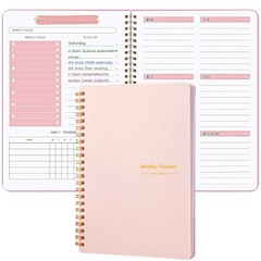 Undated Weekly Planner—A5—Personal Goals Journal—Light Pink—Non-Dated