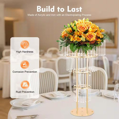 4-Tier 35.4 In. H Gold Iron Acrylic Decorative Stand Wedding Party Birthday Deco