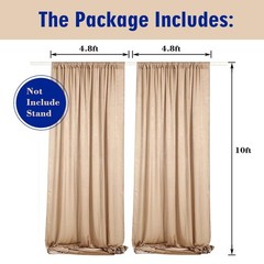 9.6 Feet x 10 Feet Biscotti Beige Silky Soft Curtain Wedding Backdrop Drapes,…