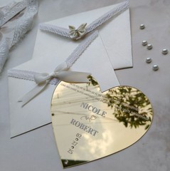 Personalized Gold Mirror Vintage Acrylic Invitations 2026 & Ivory Lace Envelopes
