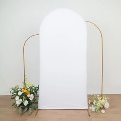7 ft WHITE Matte Fitted Spandex Round Top Arch Backdrop STAND COVER Party