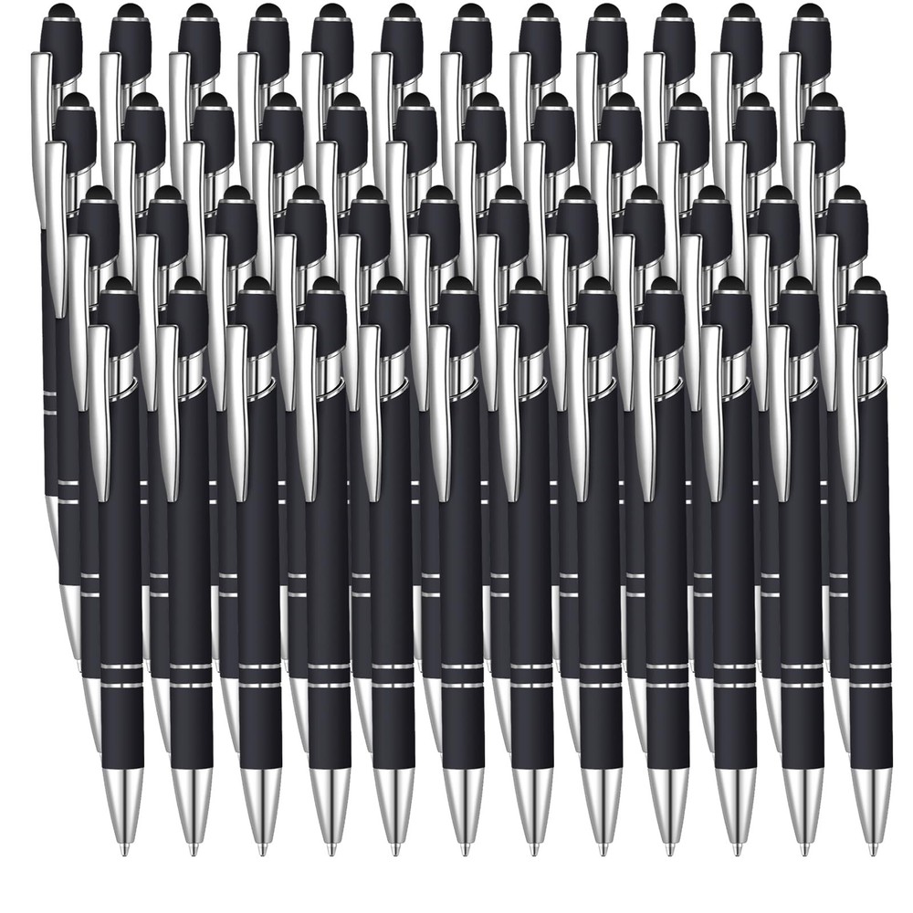 50 Pcs Black Inkling Ballpoint Pen with Stylus 2 in 1 Ballpoint Pen for Touch…