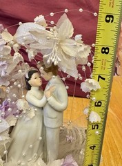 (3pc Set) VTG Y2K Wedding Couple Cake Topper+ Bride & Groom Flutes Porcelain